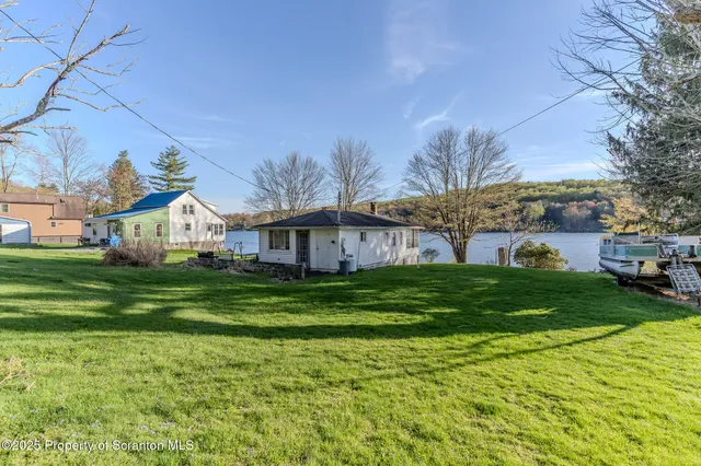 a big yard with large trees