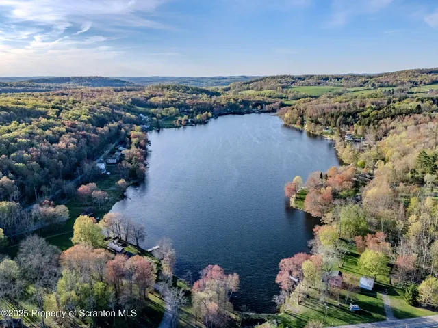 a view of a lake with a mountain in the background