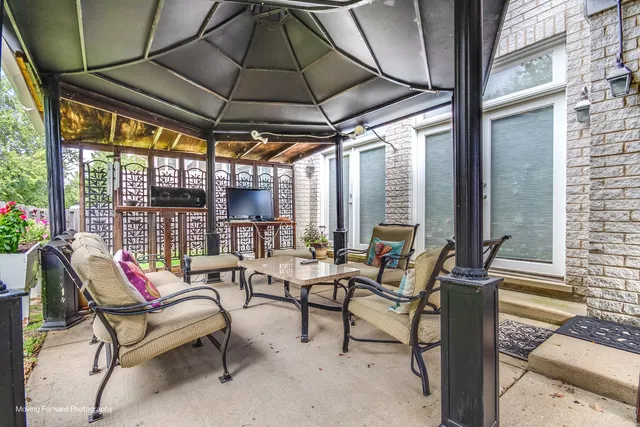 a view of yard with outdoor seating