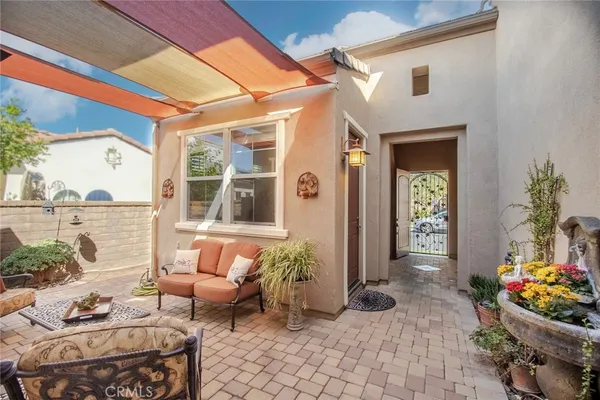 a outdoor space with patio furniture