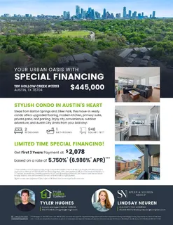 $445,000 | 1101 Hollow Creek Drive, Unit 2203, Austin, TX 78704