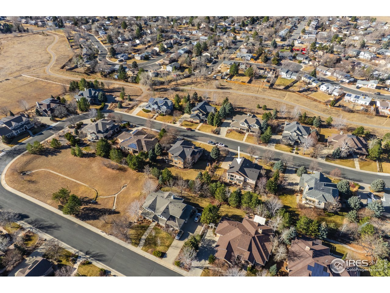 1189 Hawk Ridge Road Lafayette, CO 80026 - Photo 44 of 45 an aerial view of residential houses with outdoor space
