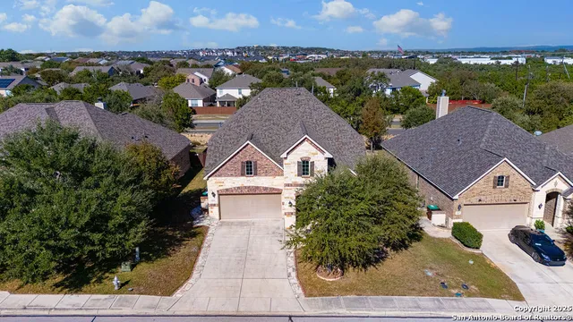 an aerial view of a house