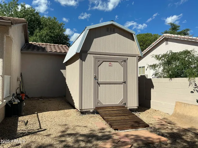 a view of a wooden door