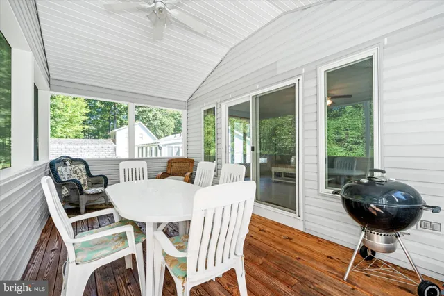 a view of a patio on the deck