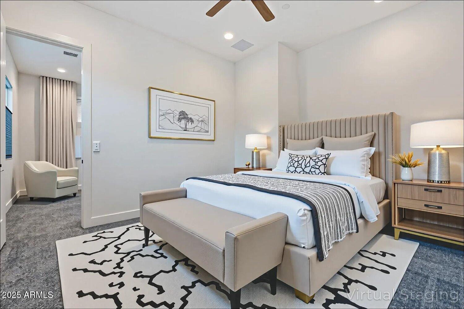 9527 South 13th Way Phoenix, AZ 85042 - Photo 16 of 44 a bedroom with a bed and a lamp with the dresser