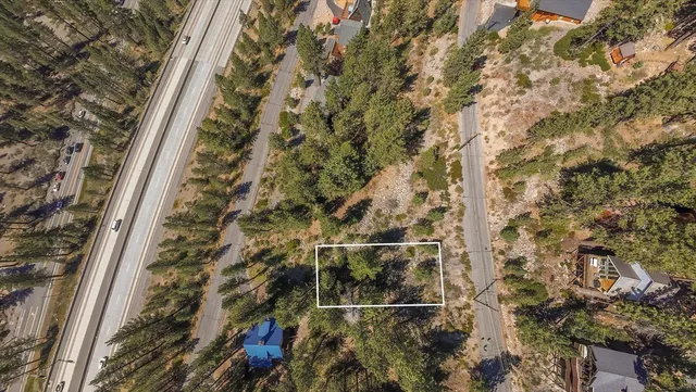 a view of a city with lush green forest