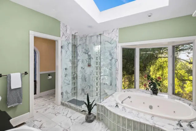 a view of a town with mountains in the background