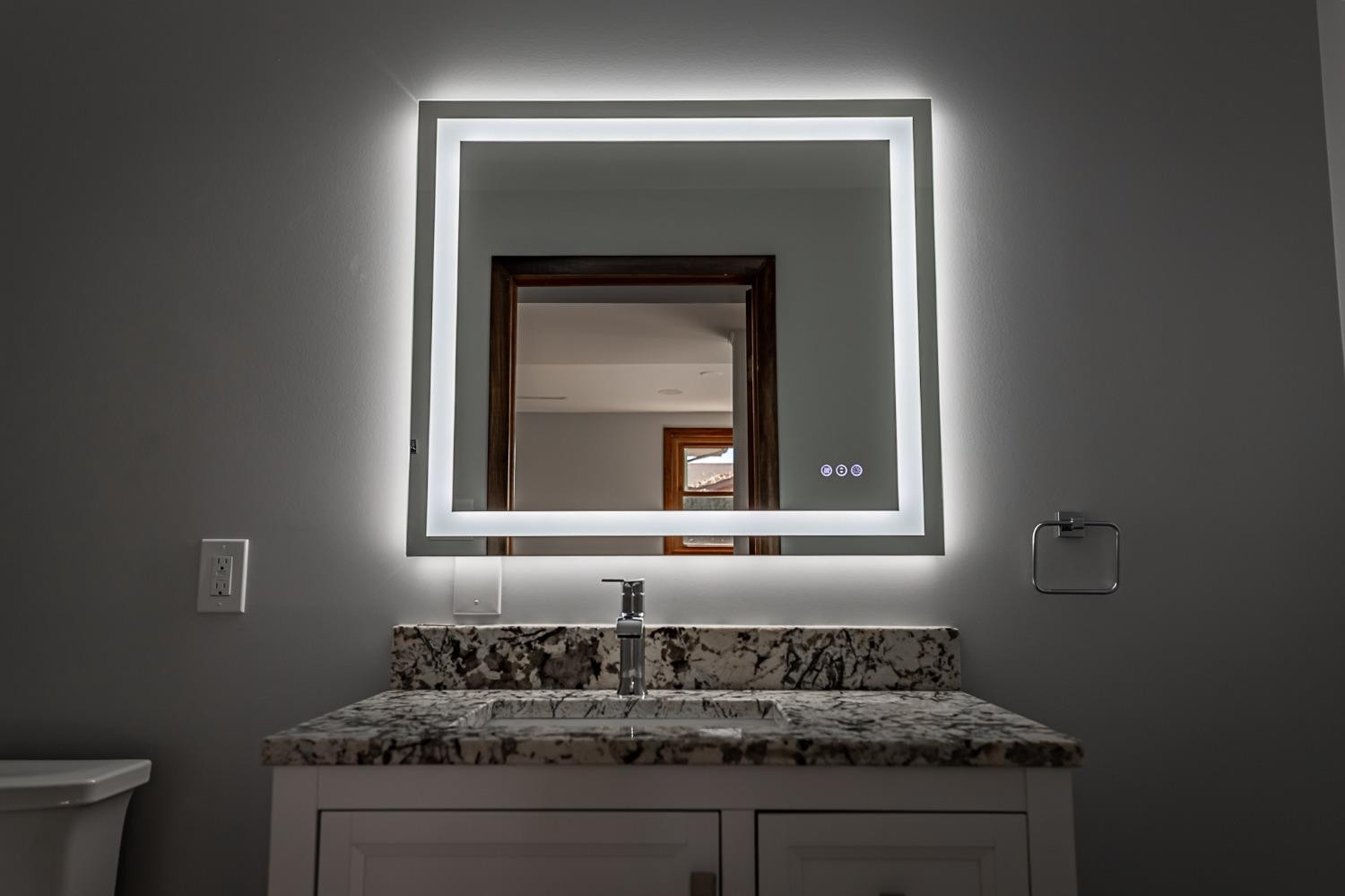 8551 Garfield Avenue Munster, IN 46321 - Photo 37 of 39 a bathroom with a granite countertop sink and a toilet