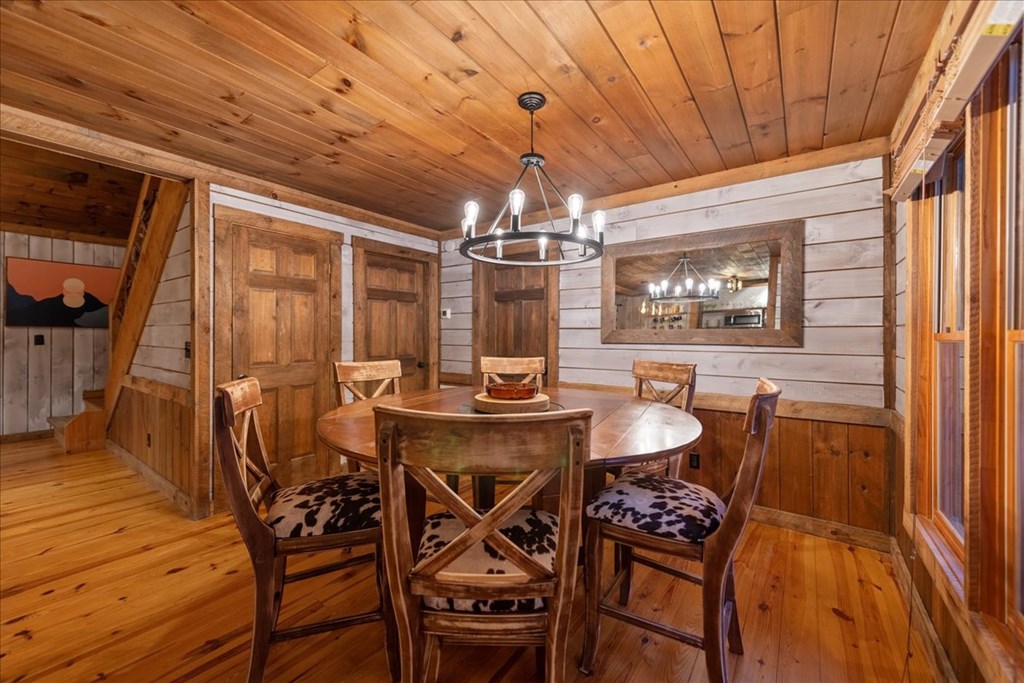 126 Brookwood Drive Blue Ridge, GA 30513 - Photo 30 of 84 a view of a dining room with furniture and chandelier