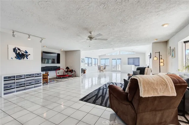 a bathroom with a shower and a mirror
