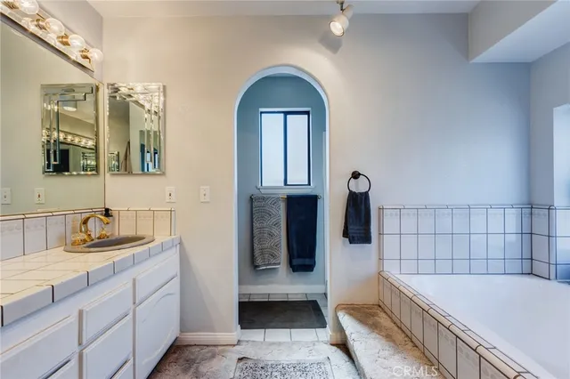 a view of a pathway with a building in the background