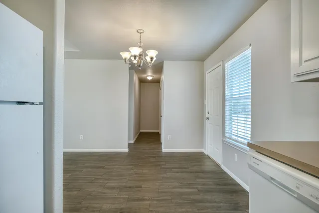 a view of a livingroom with a chandelier