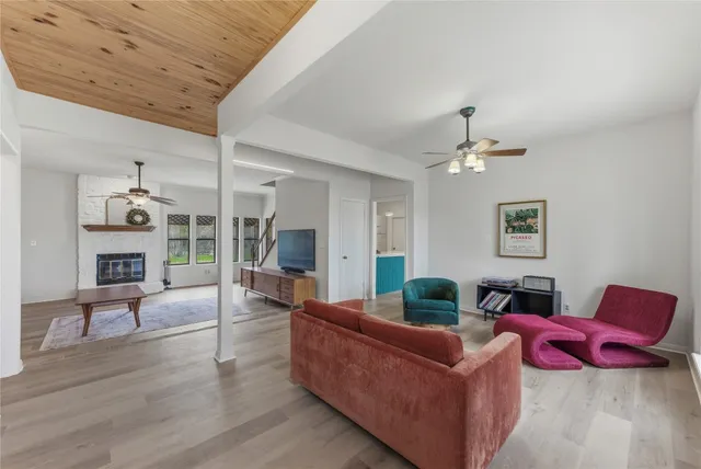 a living room with furniture