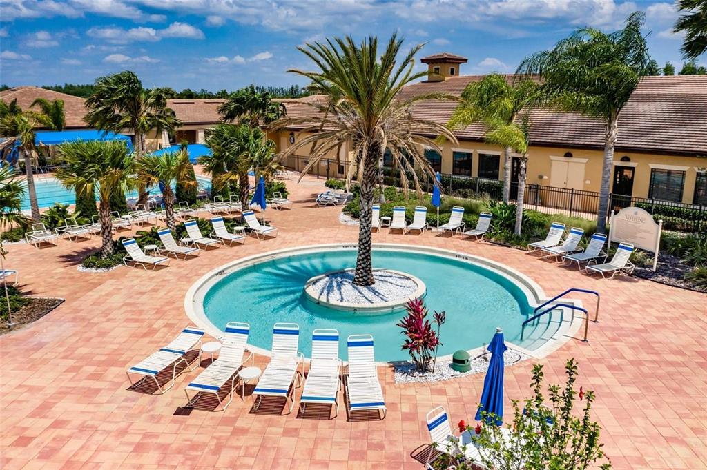 16122 Cedar Key Drive Wimauma, FL 33598 - Photo 67 of 98 a swimming pool with outdoor seating water slide and yard