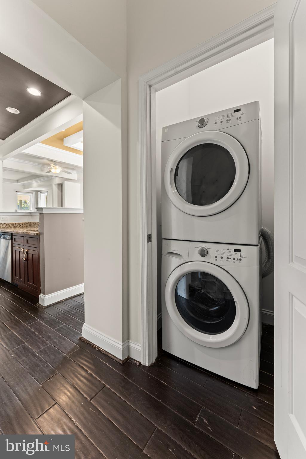 3616 Reisterstown Road Baltimore, MD 21215 - Photo 14 of 34 a utility room with wooden floor washer and dryer