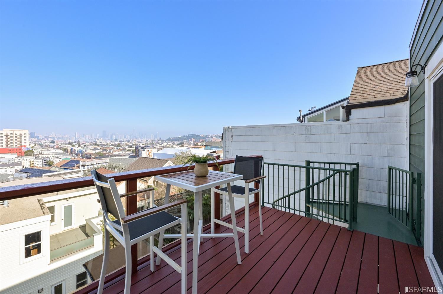 41 Montezuma Street San Francisco, CA 94110 - Photo 50 of 62 a view of a balcony with furniture and wooden floor
