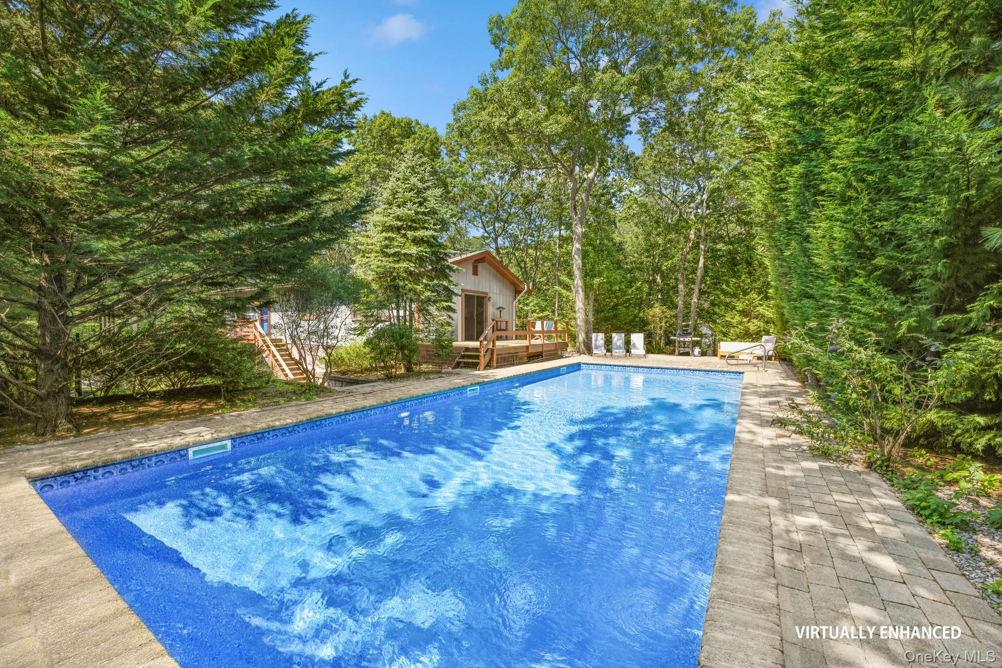 292 Little Fresh Pond Road Southampton, NY 11968 - Photo 6 of 46 Virtually Enhanced. View Of Heated Pool With Back Deck