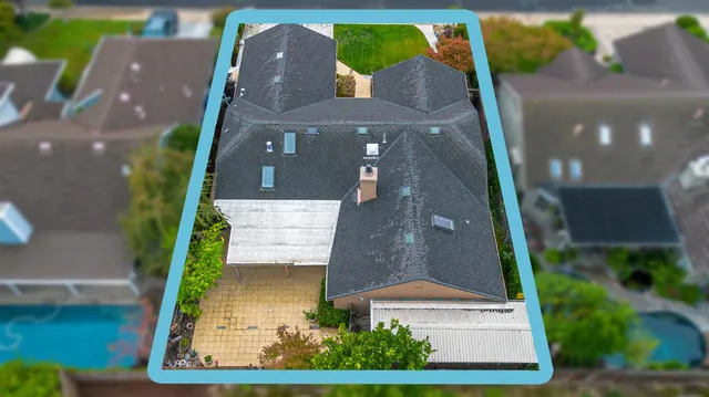 an aerial view of a house