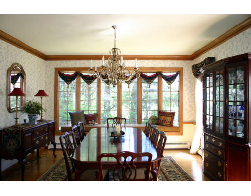 576 Dutton Road Sudbury, MA 01776 - Photo 3 of 22 a view of a dining room with furniture large windows and wooden floor