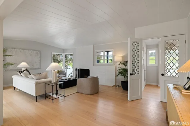 a living room with furniture