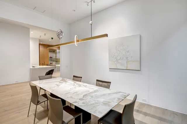 a view of a dining area with furniture