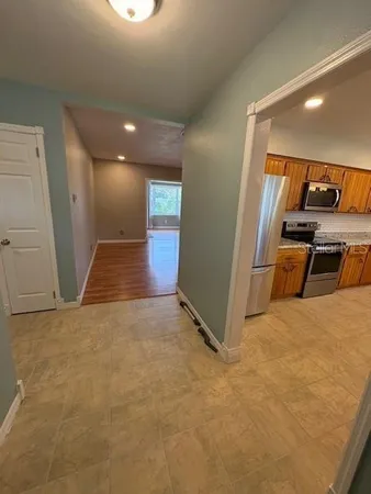 a view of a livingroom with a staircase