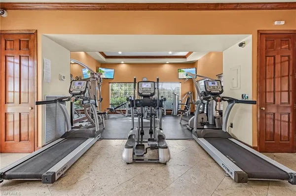 a room with gym equipment
