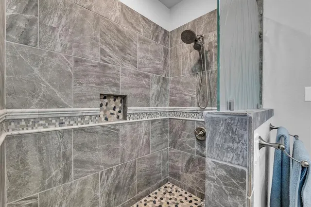 a bathroom with a shower