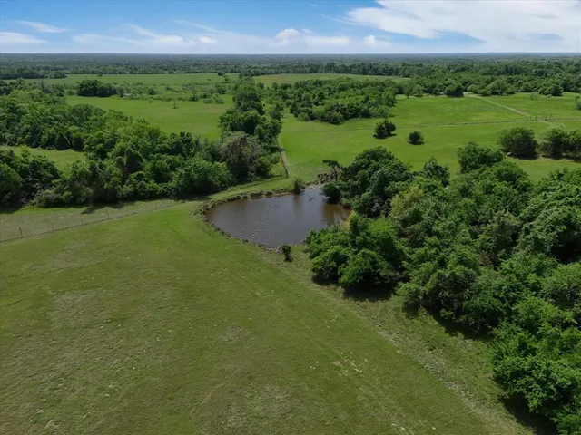 a view of a lush green outdoor space with a lake view