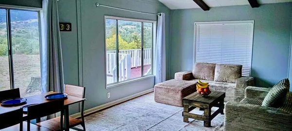 a bathroom with a sink vanity and mirror