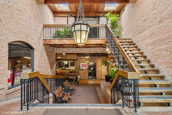 an outdoor space view with a fireplace