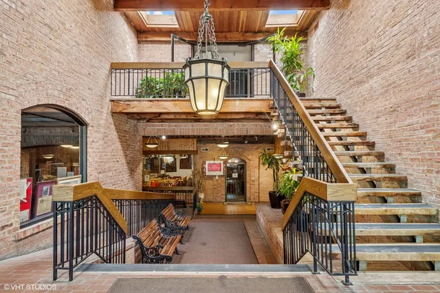 an outdoor space view with a fireplace