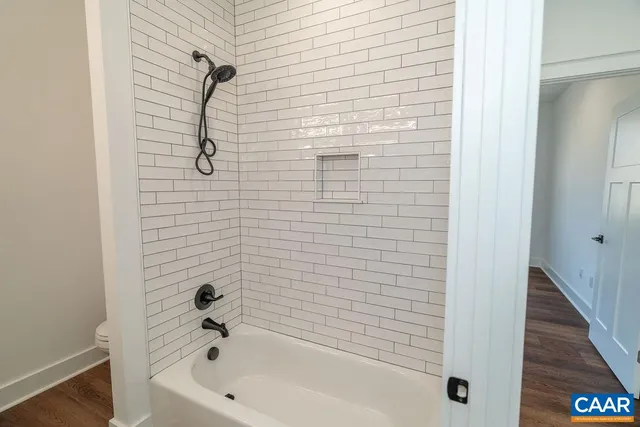 a bathroom with a bathtub