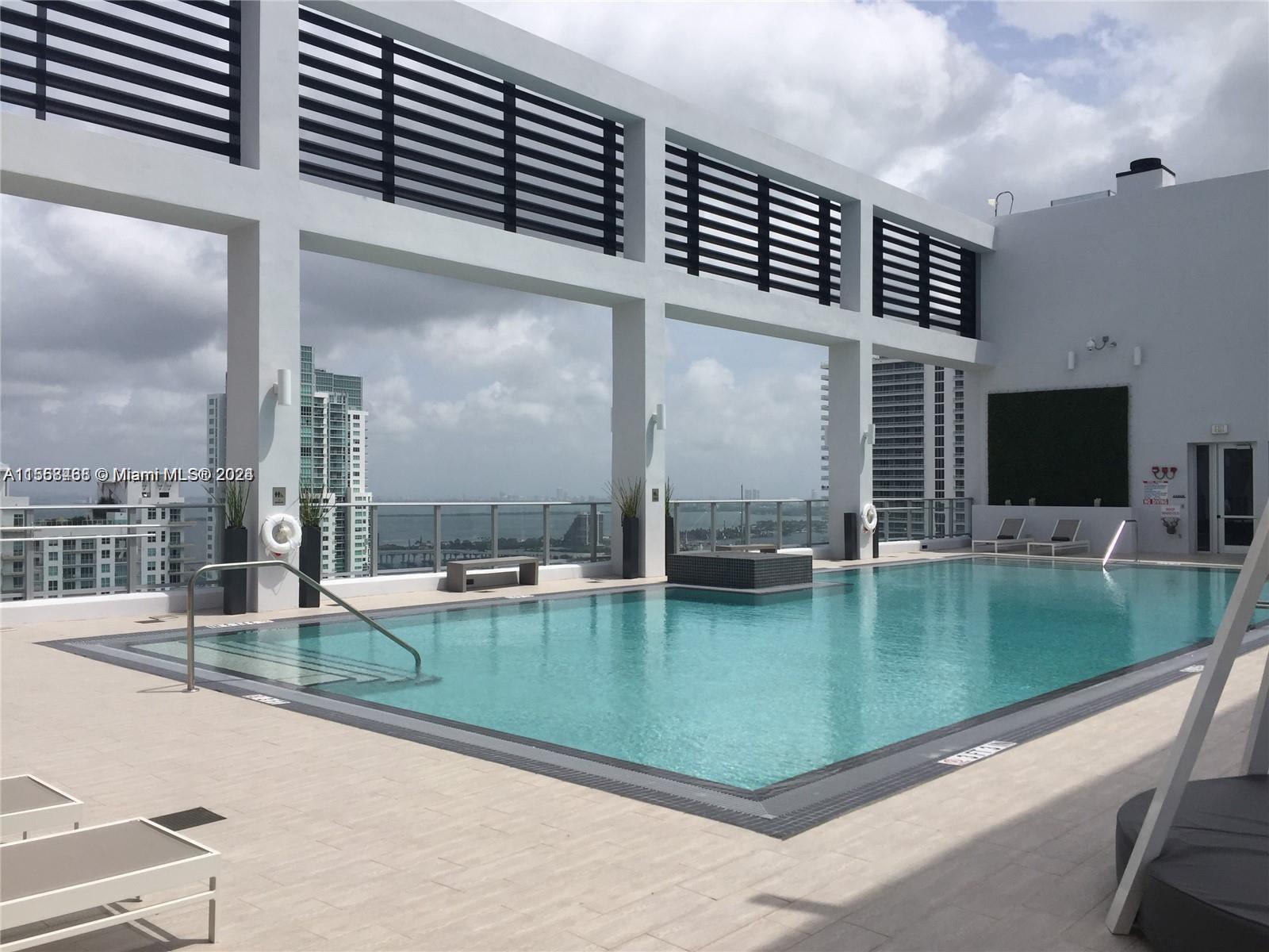 151 Southeast 1st Street, Unit 1505 Miami, FL 33131 - Photo 22 of 23 a view of a kitchen with pool table and chairs