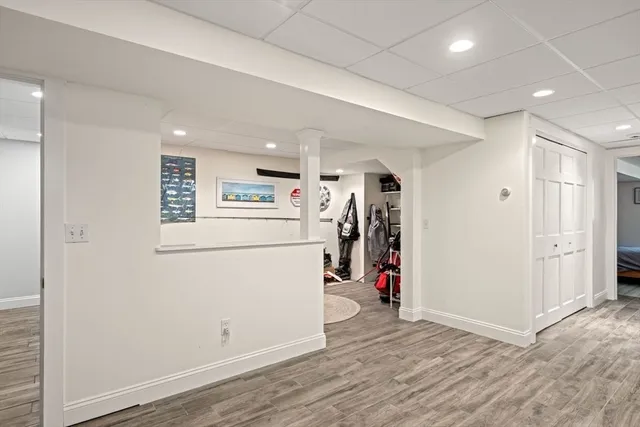 a bedroom with a bed and a cabinets