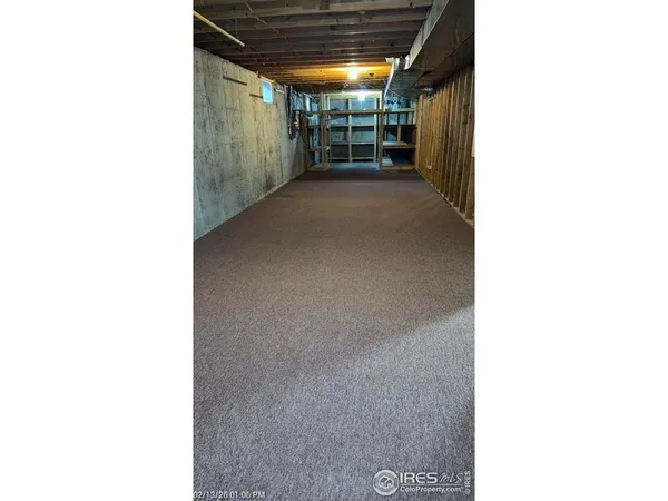 a view of a room with a garage