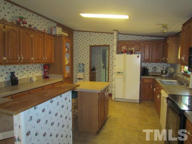 109 Medlin Road Rougemont, NC 27572 - Photo 11 of 19 a kitchen with a refrigerator a sink and a stove top oven