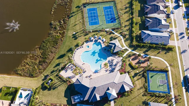 an aerial view of a house