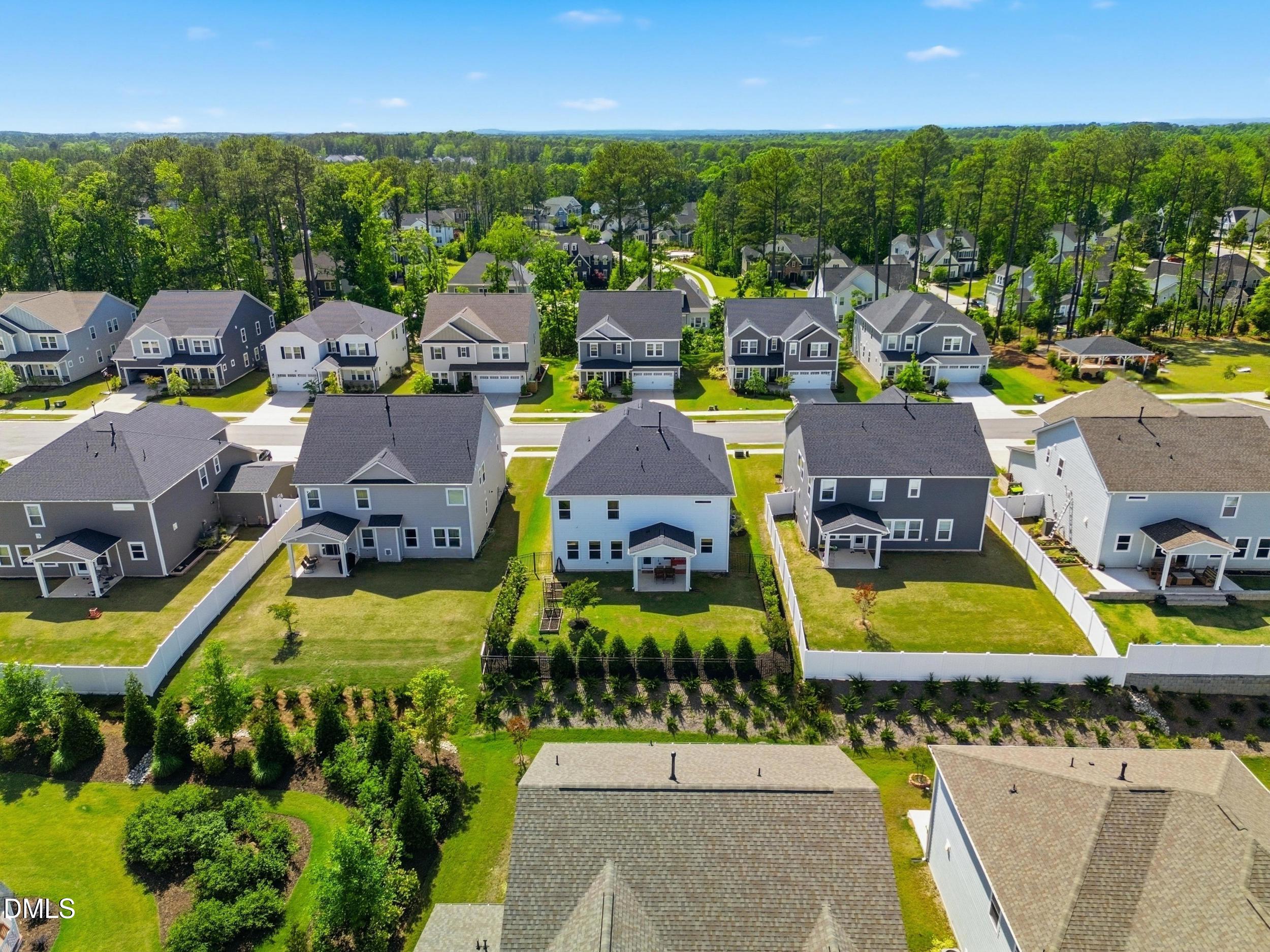 2709 Womble Ridge Drive New Hill, NC 27562 - Photo 53 of 60 an aerial view of residential houses with outdoor space and swimming pool