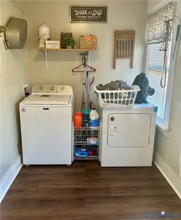 a utility room with dryer and washer