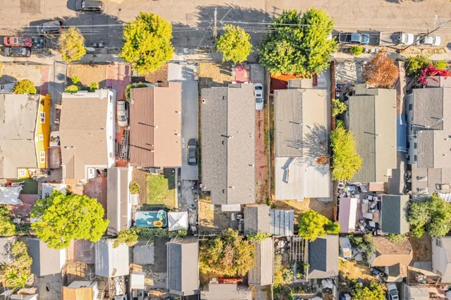 a city view with streets and trees