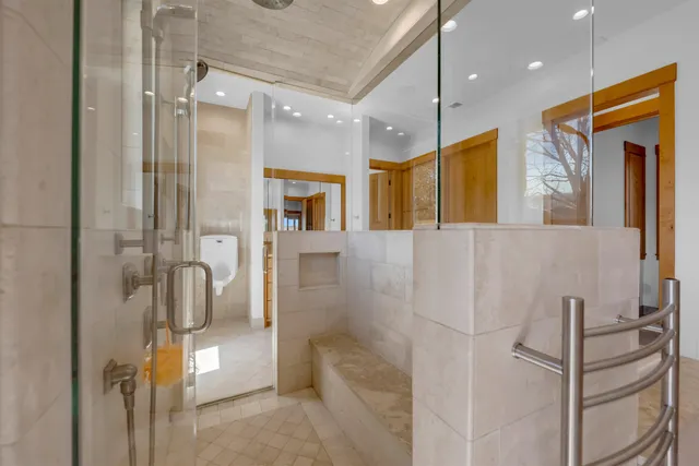 a bathroom with a shower