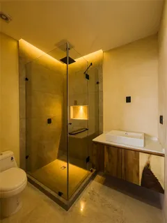 a bathroom with a sink and mirror