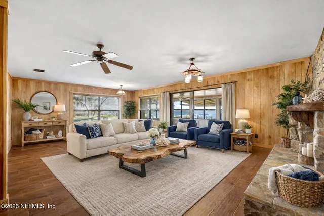 a living room with furniture