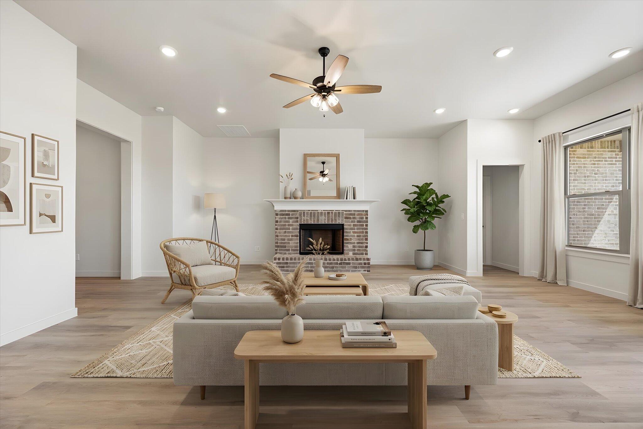 6103 121st Street Lubbock, TX 79424 - Photo 6 of 30 a living room with furniture and a fireplace