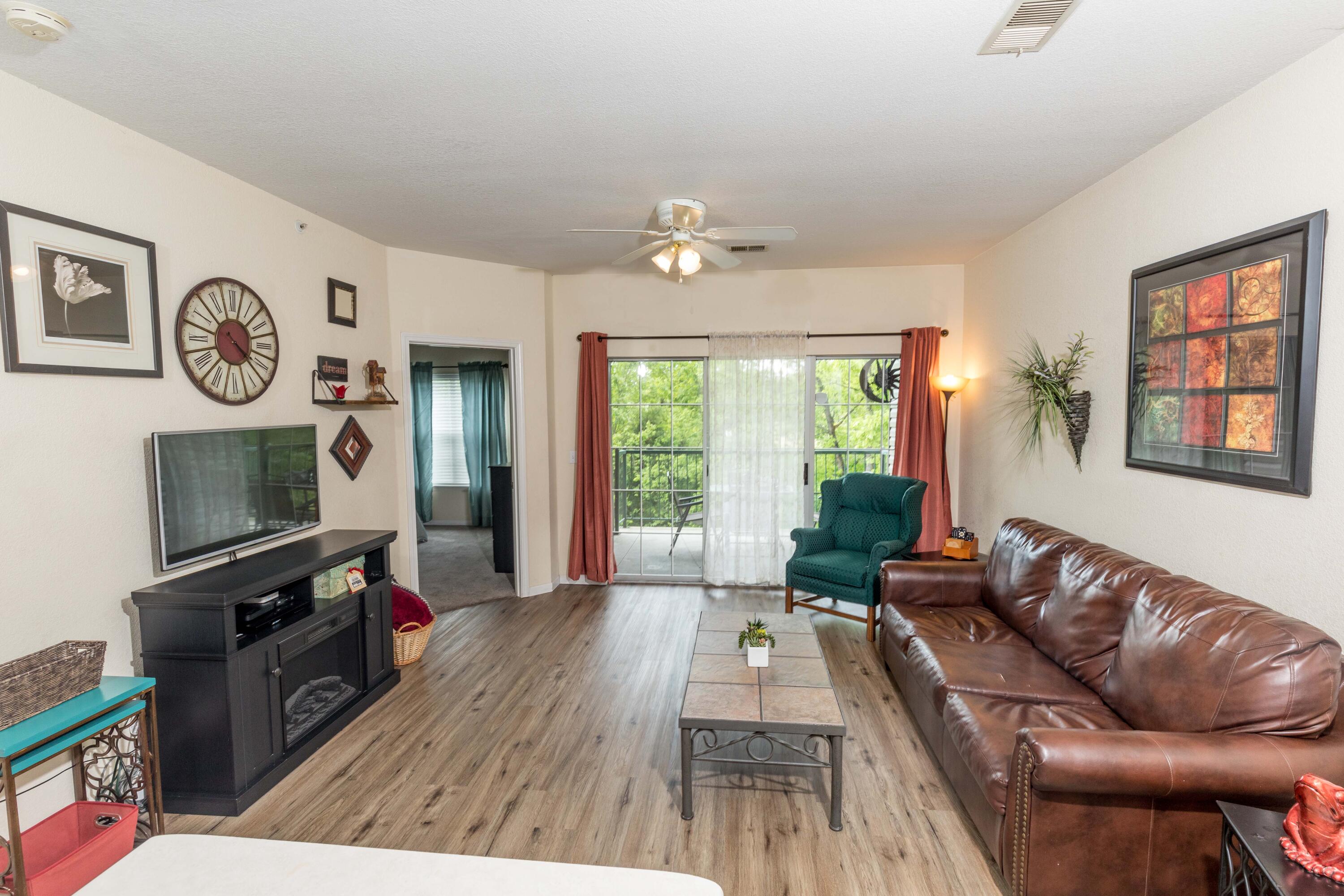 living room with electric fireplace