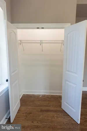 a view of an empty walk in closet
