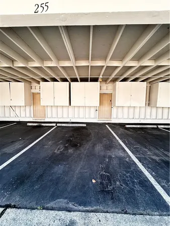 a view of a swimming pool with a yard and plants