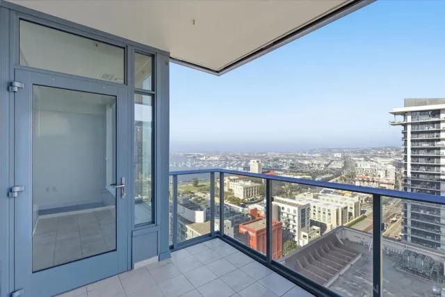 a view of a balcony from door